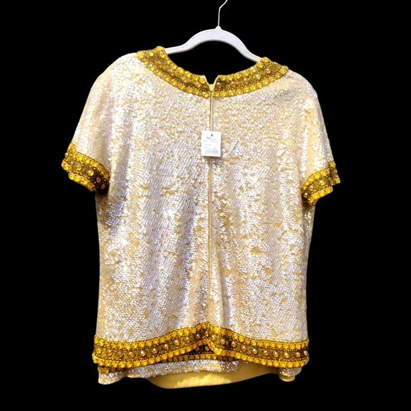 60s Sequin Beaded Yellow Skirt Set XL NWT Cleopatra Movie Inspired Hong Kong - Picture 14 of 16